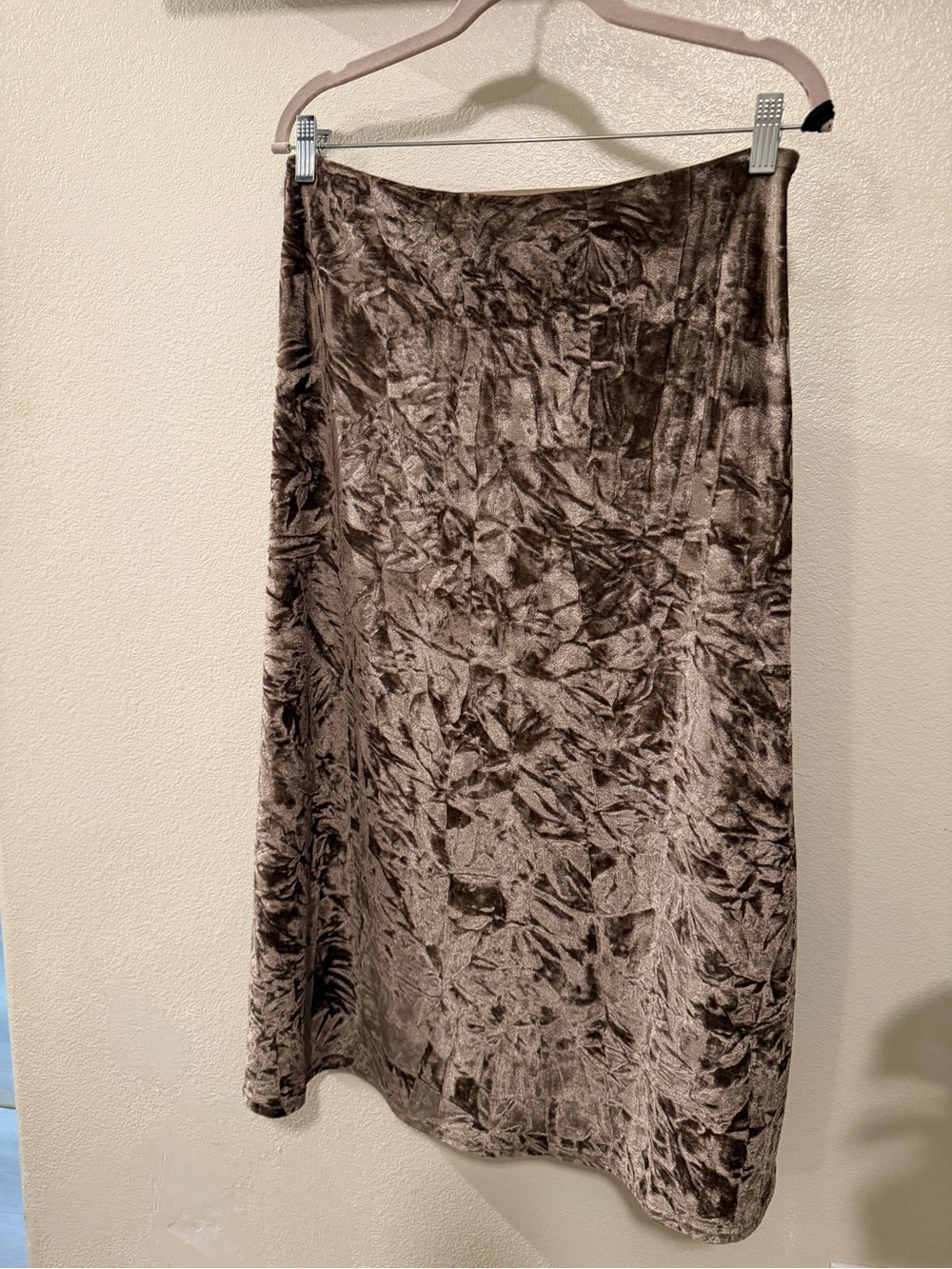 Crushed Velvet Maxi Skirt - Brown Taupe